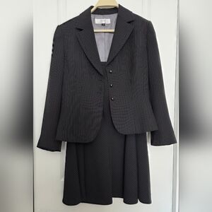 Tahari Black Pinstripe Blazer and Skirt Set Size 8